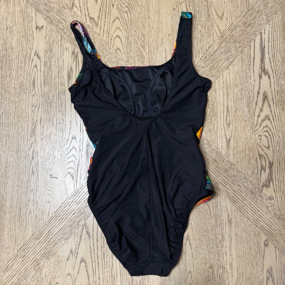 Longitude Size 4 Small Multicolored Floral One Piece Swimsuit Hip Tie‎ Detail - Picture 2 of 9